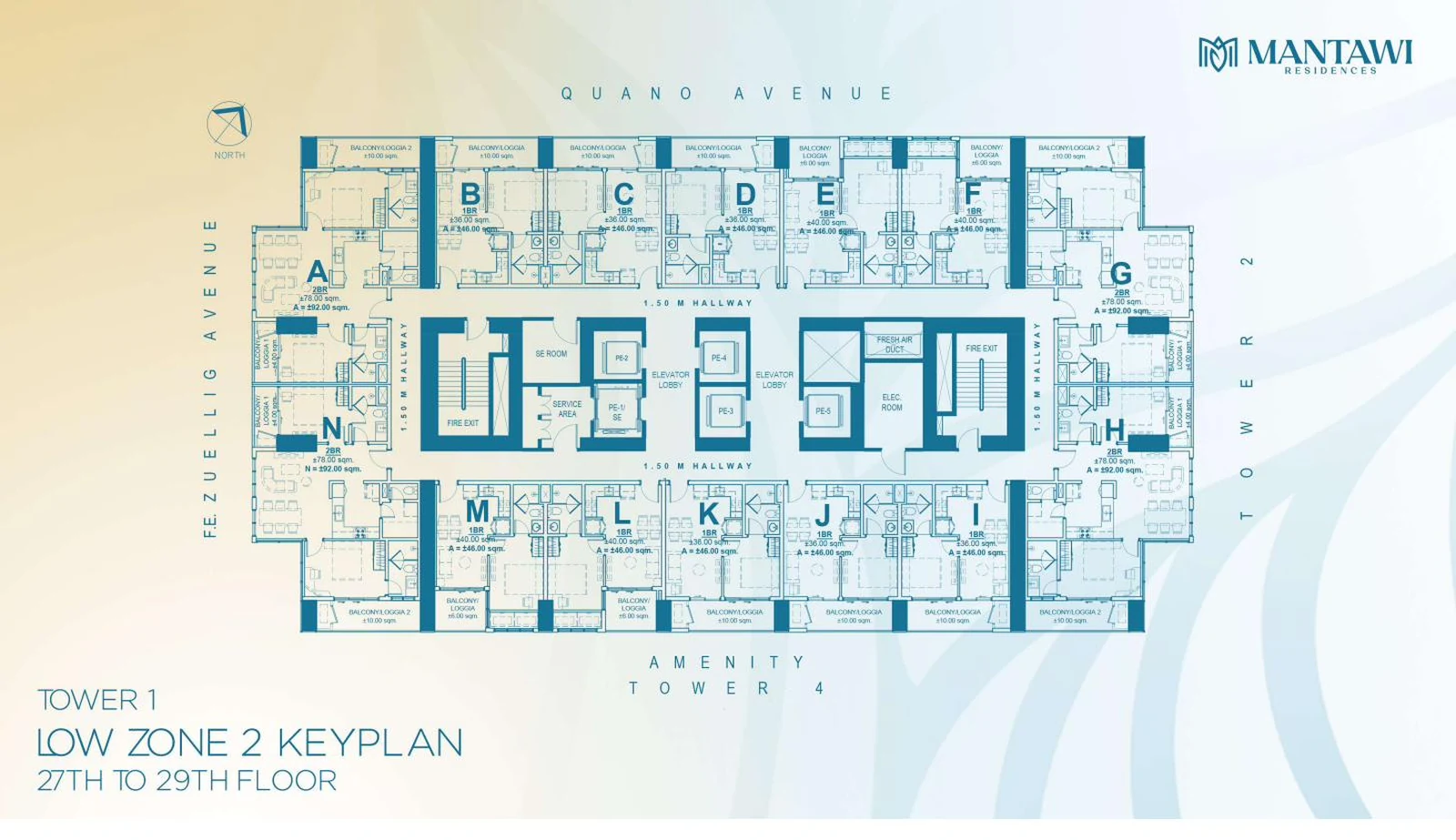 Low Zone 2 keyplan, 27th–29th floor, Mantawi Residences Tower 1