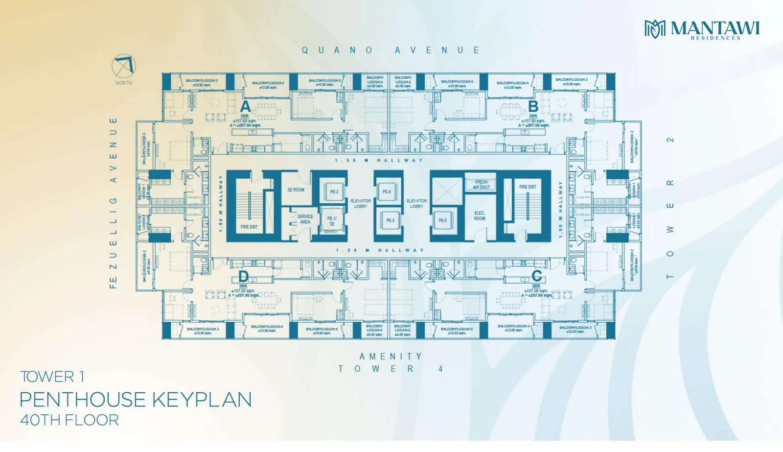 Penthouse Penthouse layout floor plan, Mantawi Residences Tower 1