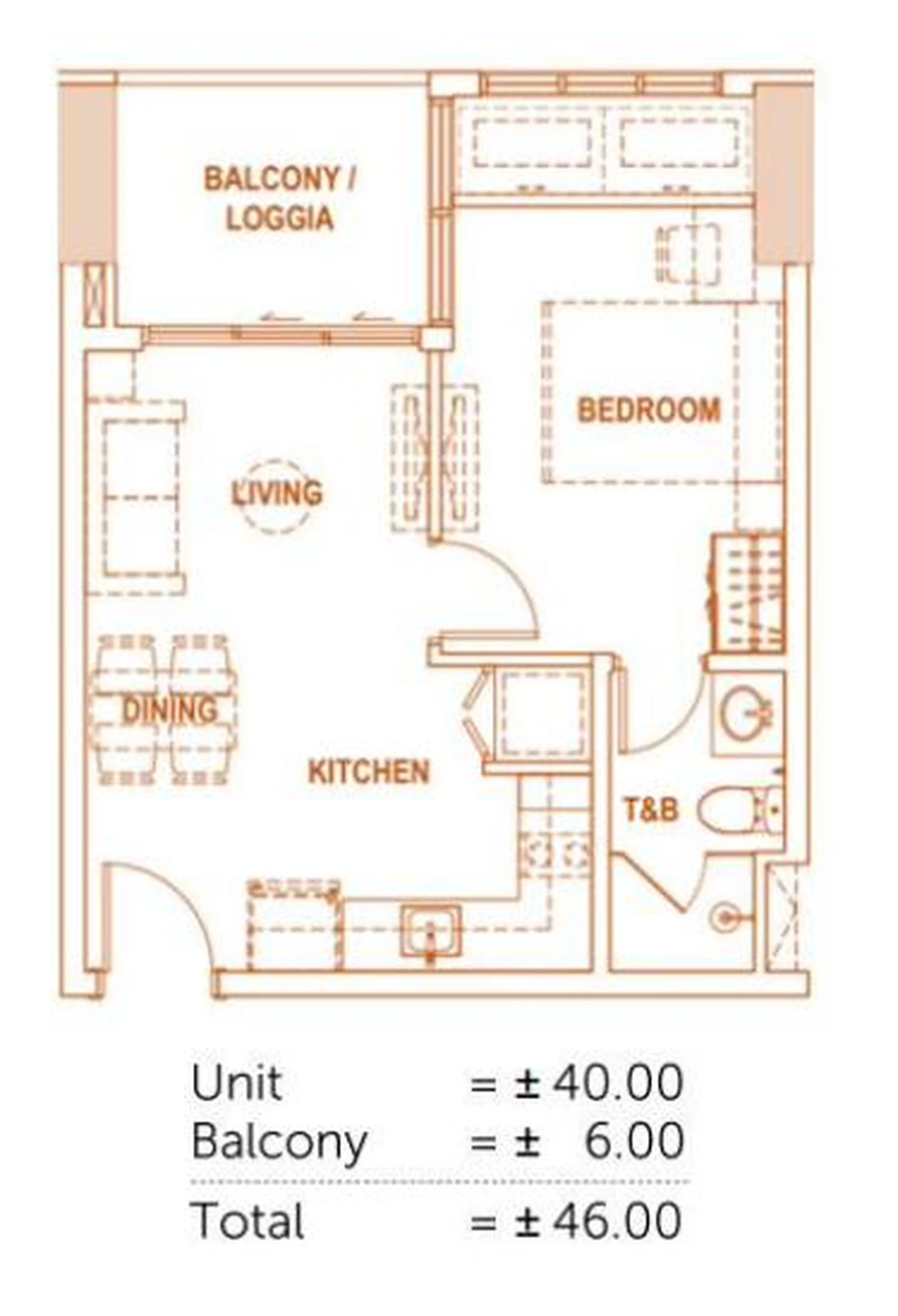 1 Bedroom Larger indoor area floor plan, Mantawi Residences Tower 1
