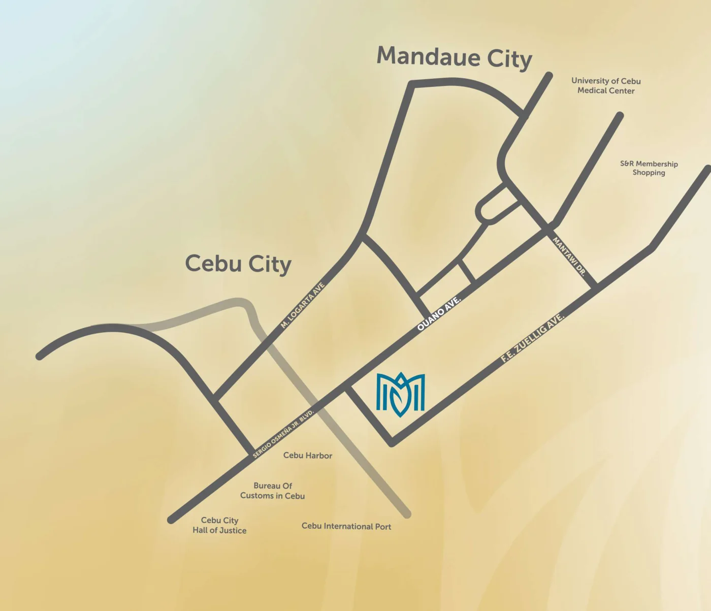 Project location map for Mantawi Residences in Mandaue City