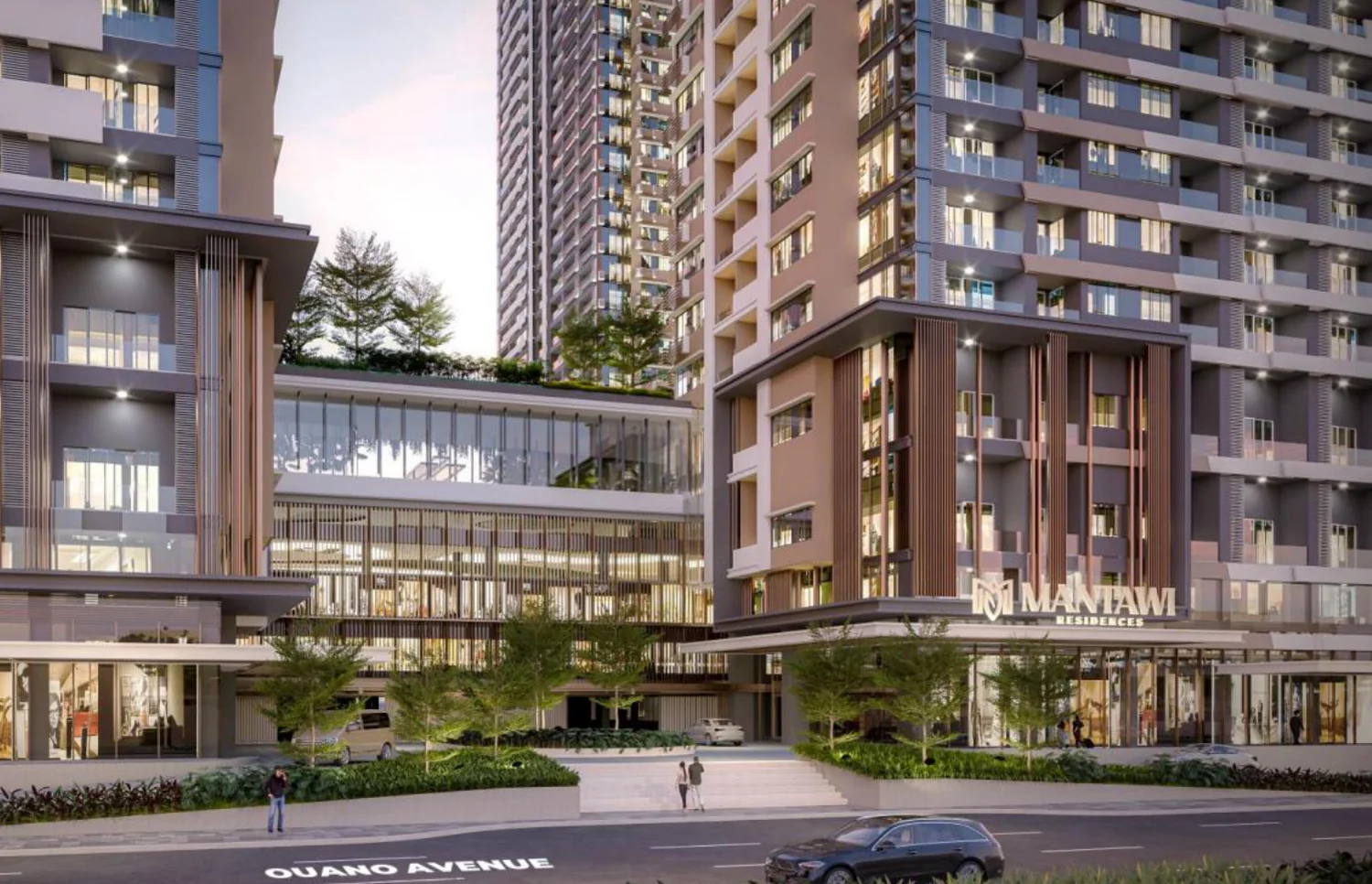 Artist perspective of Mantawi Residences retail strip